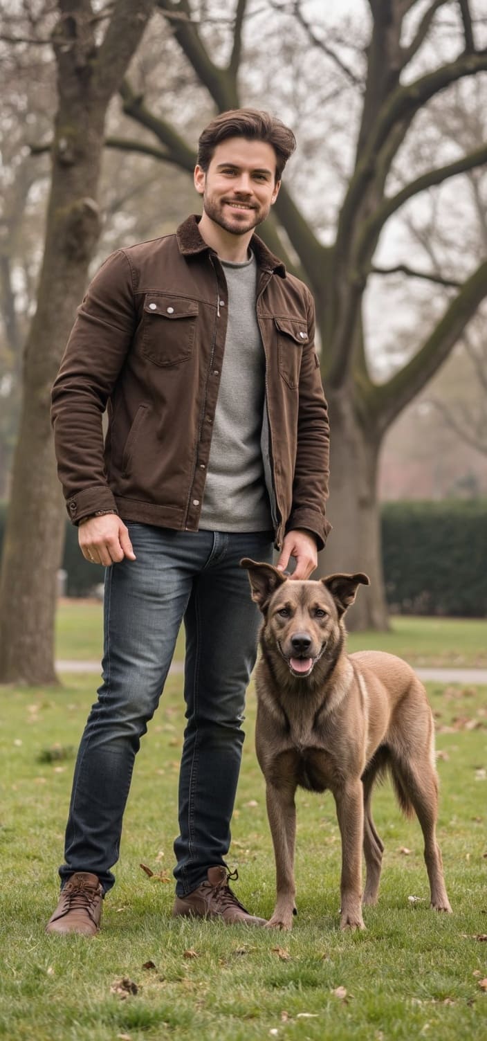 A dating profile picture of an Asian man walking at the park